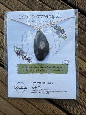 SoulKu Dragon Blood Jasper Teardrop Necklace